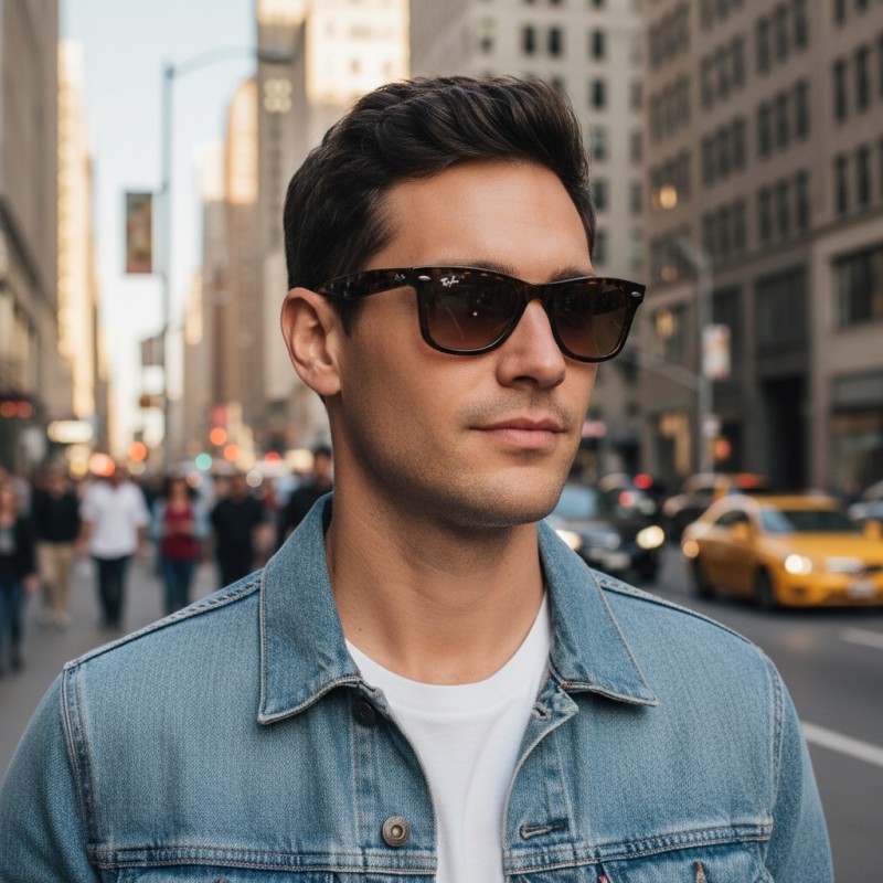 Lunettes de soleil pour hommes Ray Ban 2140 902/51 - Wayfarer Luxury New Wear