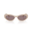 Prada PR 26ZS 25B6X1 Dames Zonnebril - Poederroze Acetaat en Donkerpaarse Lenzen
