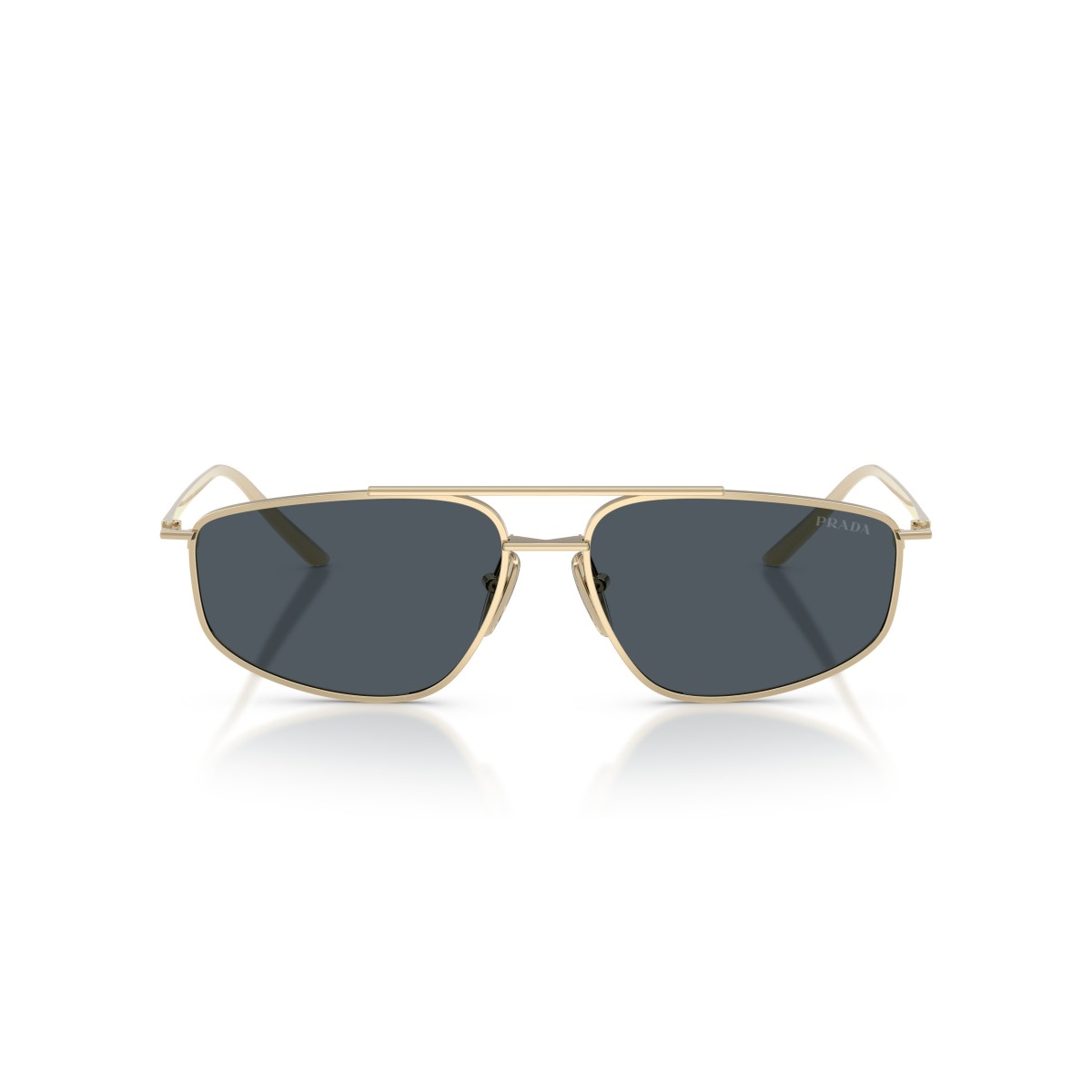 Prada PR C51S ZVN70B - Lunettes de soleil géométriques en métal doré avec verres gris