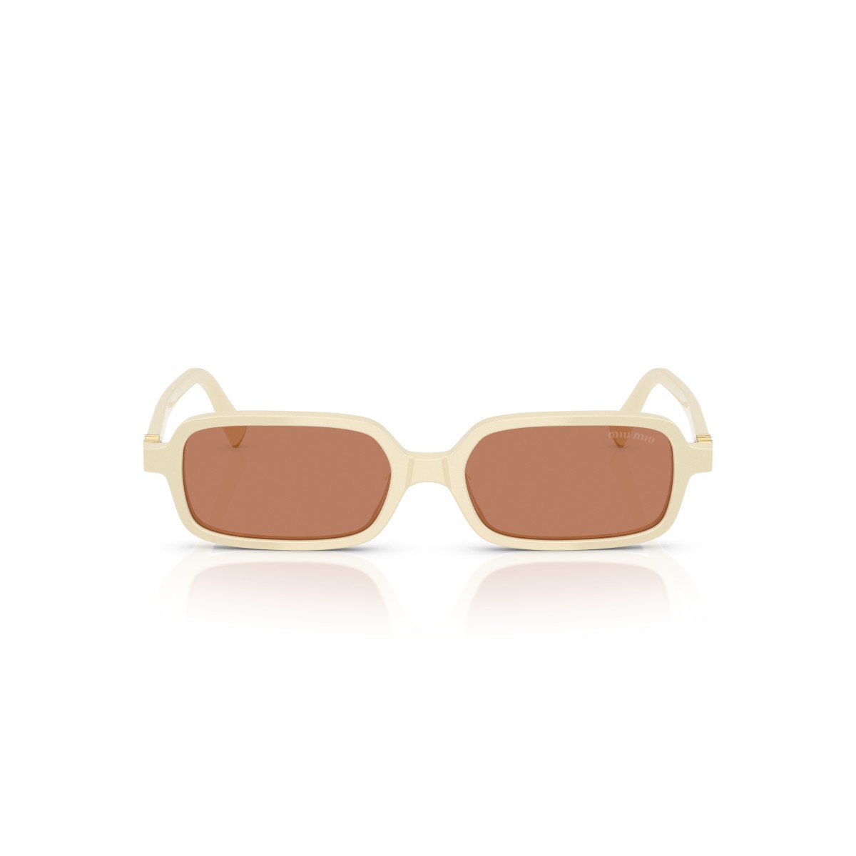 Miu Miu MU 11ZS 21D90Q - Lunettes de soleil rectangulaires en acétate blanc avec verres marron