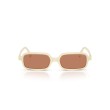 Miu Miu MU 11ZS 21D90Q - Lunettes de soleil rectangulaires en acétate blanc avec verres marron