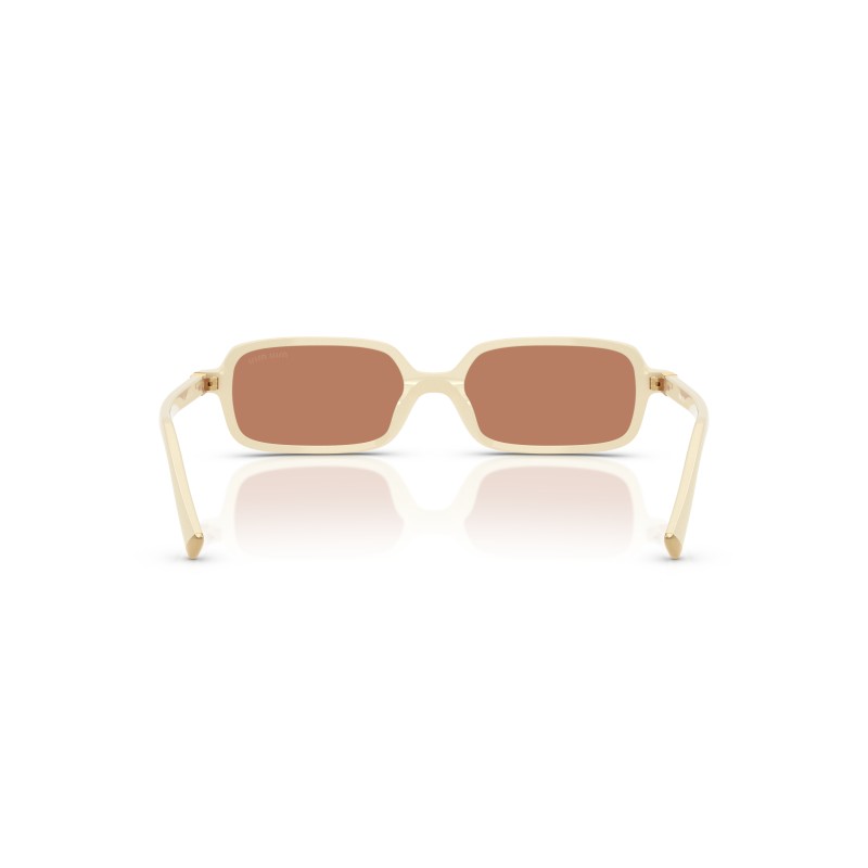 Miu Miu MU 11ZS 21D90Q - Lunettes de soleil rectangulaires en acétate blanc avec verres marron