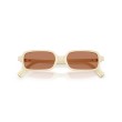 Miu Miu MU 11ZS 21D90Q - Lunettes de soleil rectangulaires en acétate blanc avec verres marron