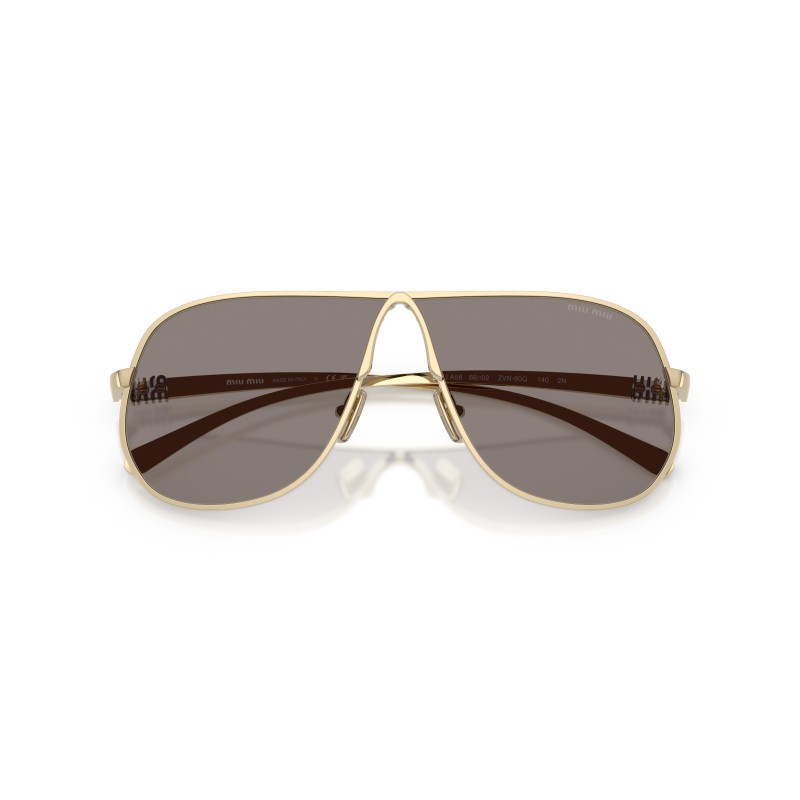 Miu Miu MU A56S Pale Gold Pilot Sunglasses - Grey Lenses