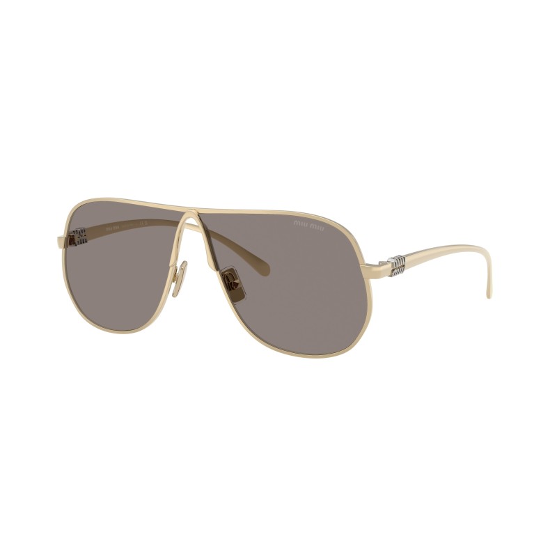 Miu Miu MU A56S Pale Gold Pilot Sunglasses - Grey Lenses