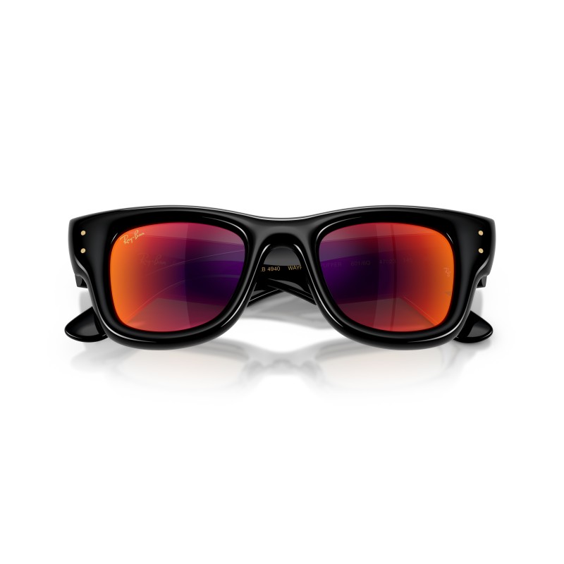 Ray-Ban RB4940 601/6Q Wayfarer Puffer - Nero e Arancio Specchiato