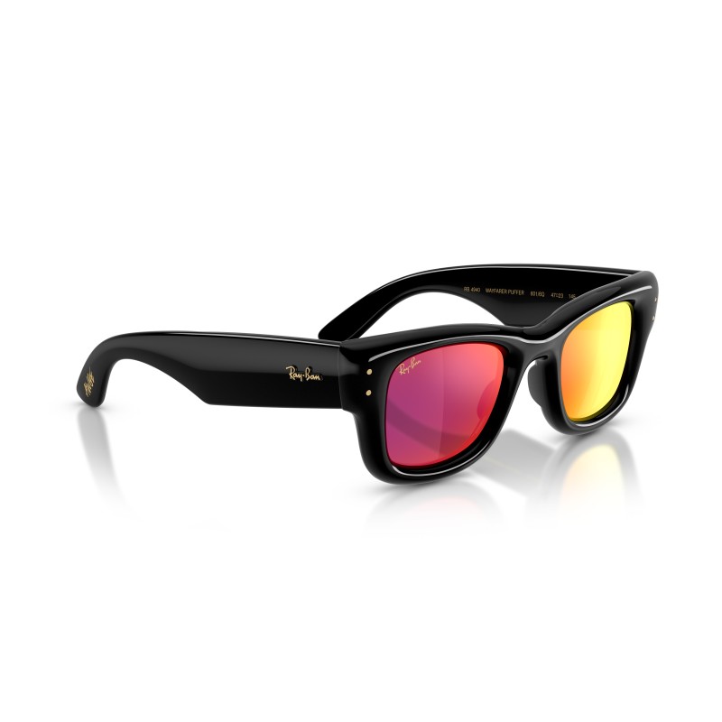 Ray-Ban RB4940 601/6Q Wayfarer Puffer - Nero e Arancio Specchiato