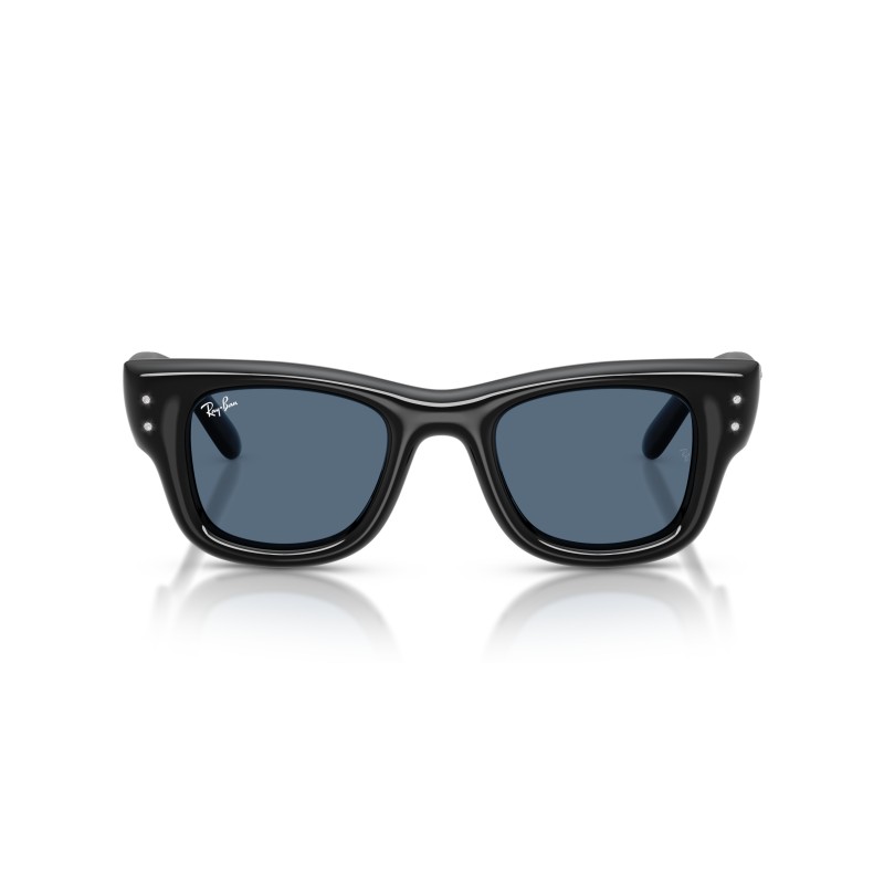 Ray-Ban RB4940B Wayfarer Puffer Nero Lucido e Lenti Blu