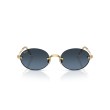 Ray-Ban RB3929 001/S2: Ovale Zonnebril in Arista Goud met Blauwe Gradiënt Lensen
