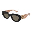 Gucci GG1421S 008 Black & Peach Geometric Sunglasses