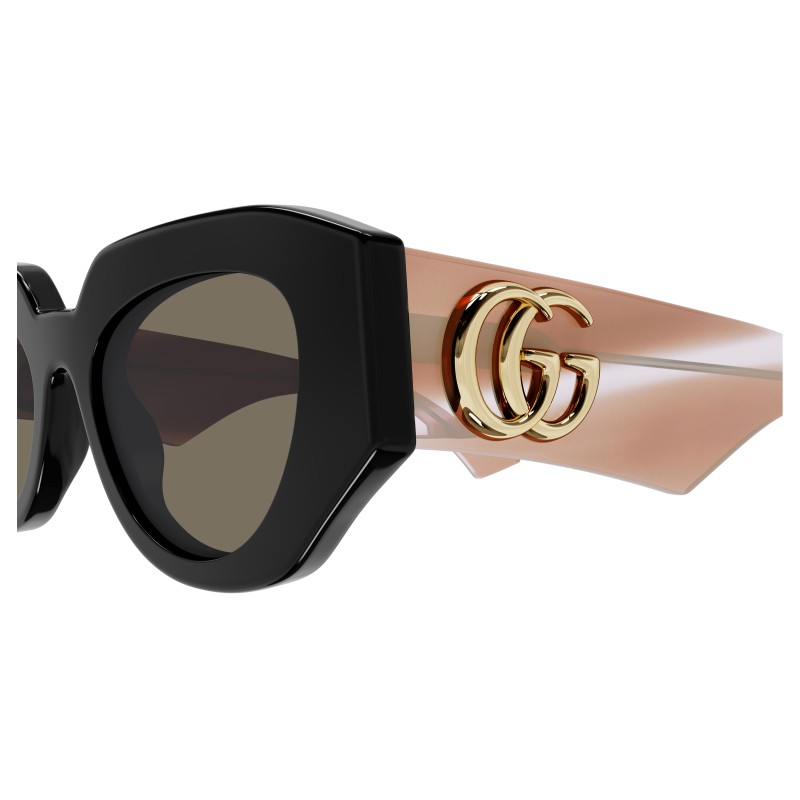 Gucci GG1421S 008 Black & Peach Geometric Sunglasses