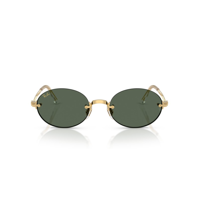 Ray-Ban RB3929 001/71 Rimless Oval Gold Sunglasses | Green Lenses