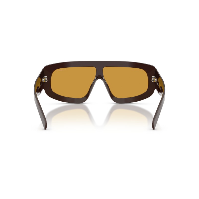 Prada PR D10S 27I50P Dark Brown Mask Sunglasses | Yellow Lenses