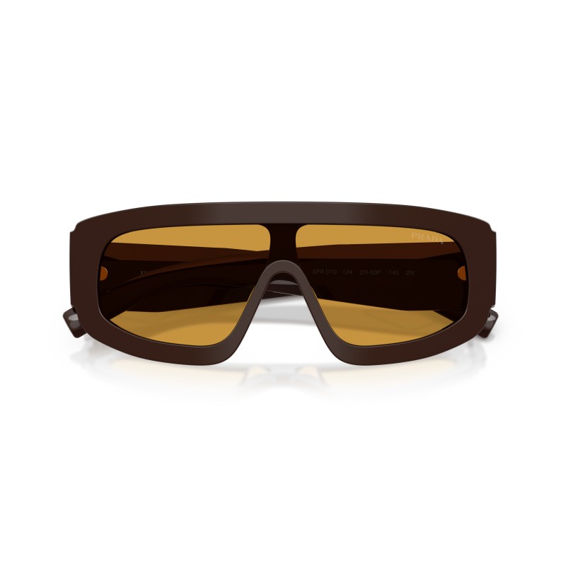 Prada PR D10S Occhiali da Sole Maschera Cacao e Ocra