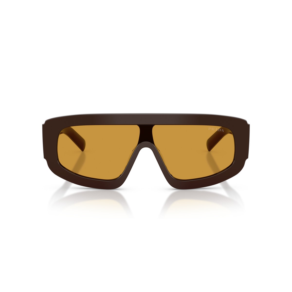 Prada PR D10S Occhiali da Sole Maschera Cacao e Ocra