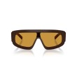 Prada PR D10S 27I50P Dark Brown Mask Sunglasses | Yellow Lenses