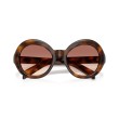 Prada PR D08SU 20D70X : Lunettes de soleil rondes en écaille de tortue Juniper avec verres dégradés marron clair Bordeaux