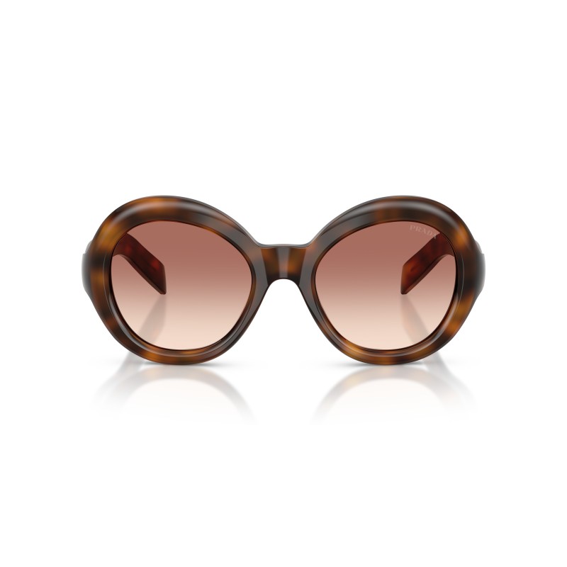 Prada PR D08SU 20D70X : Lunettes de soleil rondes en écaille de tortue Juniper avec verres dégradés marron clair Bordeaux