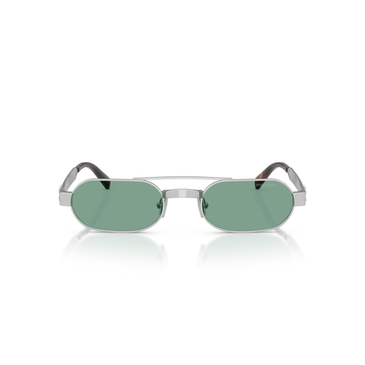 Miu Miu MU B52S 21M40Y Zonnebril - Zilver met Groene Glazen