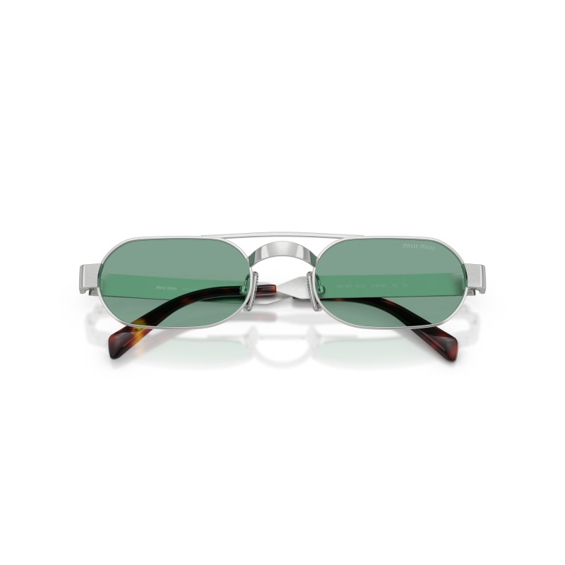 Lunettes de Soleil Miu Miu MU B52S Argent et Vert | Style Ovale