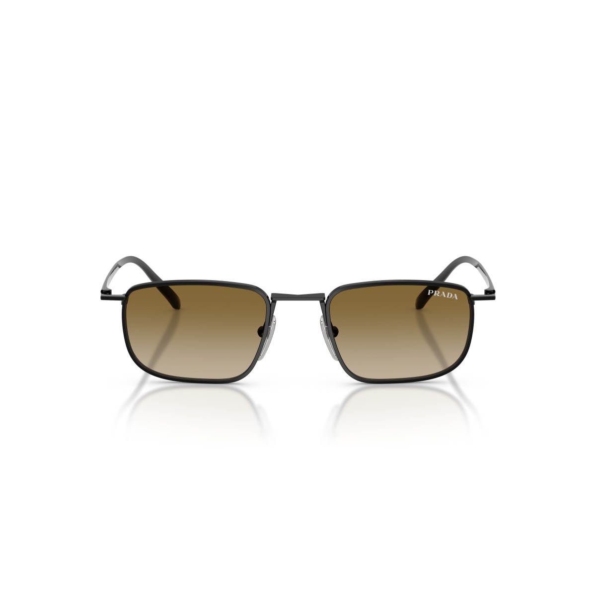 Prada PR D52S 1AB20U Black Metal Rectangular Sunglasses