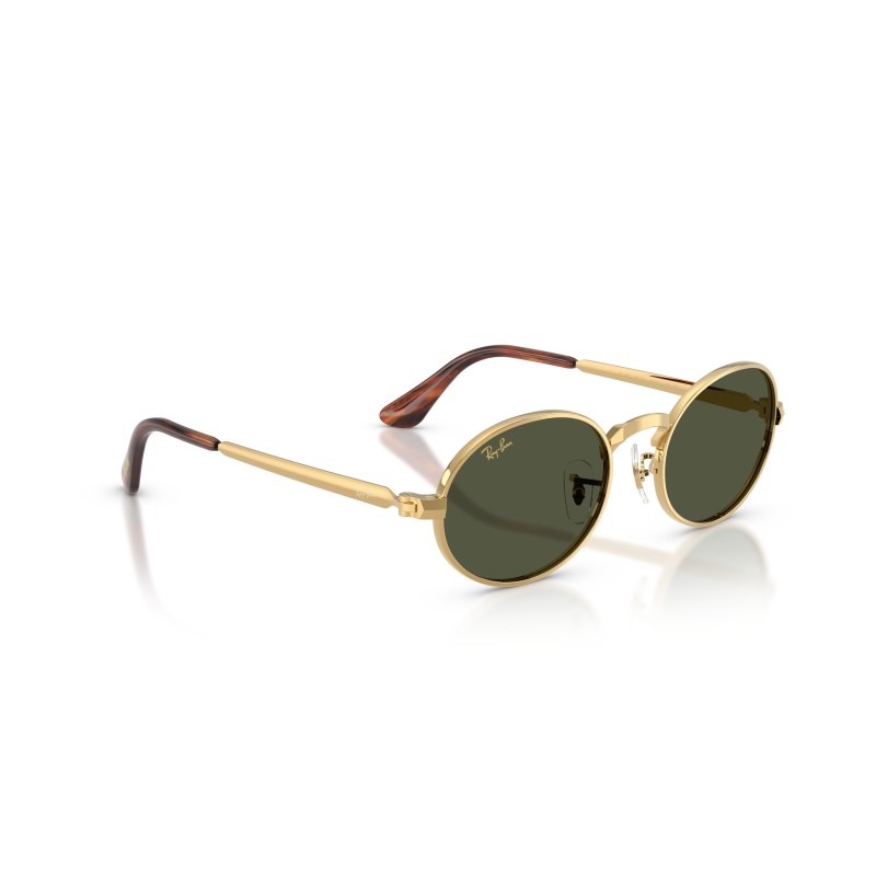 Ray-Ban RB3931 001/31: Occhiali da sole Oval Max in Arista Gold con lenti verdi
