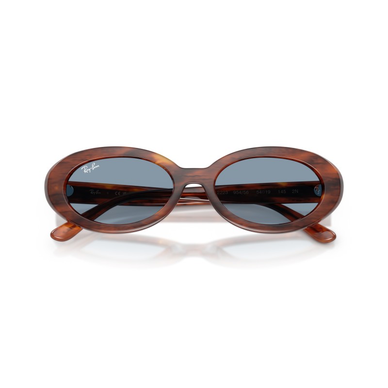 Ray-Ban RB2223 954/56 Zonnebril - Gestreepte Havana en Blauwe Lenzen