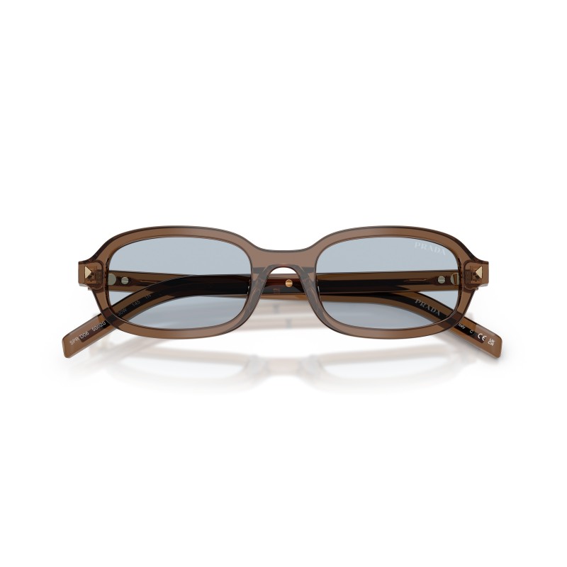 Prada PR D06S 28I30W : Lunettes de soleil en acétate transparent avec verres bleus/gris