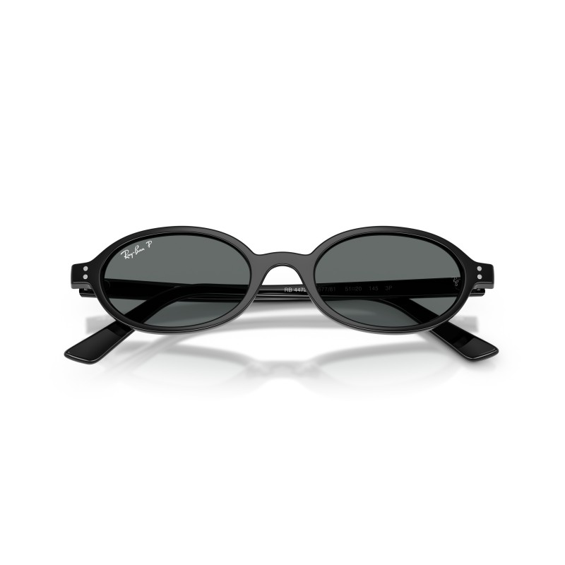 Ray-Ban RB4472 667781 - Lunettes de soleil ovales noires avec verres polarisés gris foncé