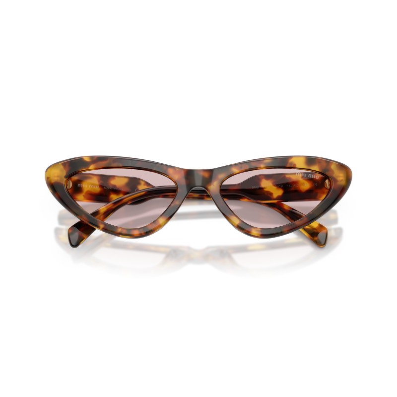 Miu Miu MU B11SU 14L4I0 - Lunettes de soleil femme en acétate havane avec verres roses