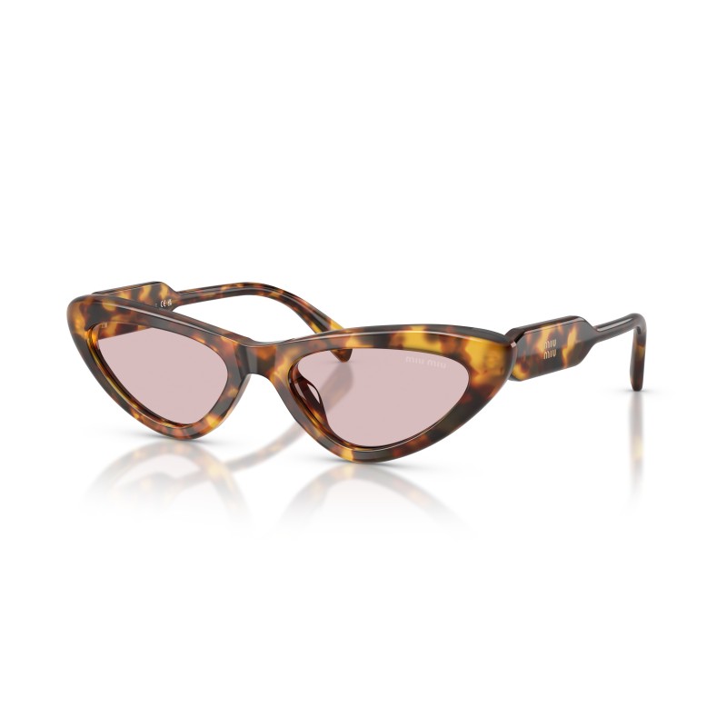 Miu Miu MU B11SU 14L4I0 - Lunettes de soleil femme en acétate havane avec verres roses