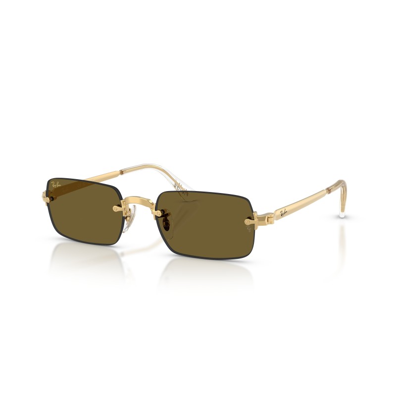 Ray-Ban RB3928 001/73: Elegante Ovale Zonnebril met donkerbruine Lensen