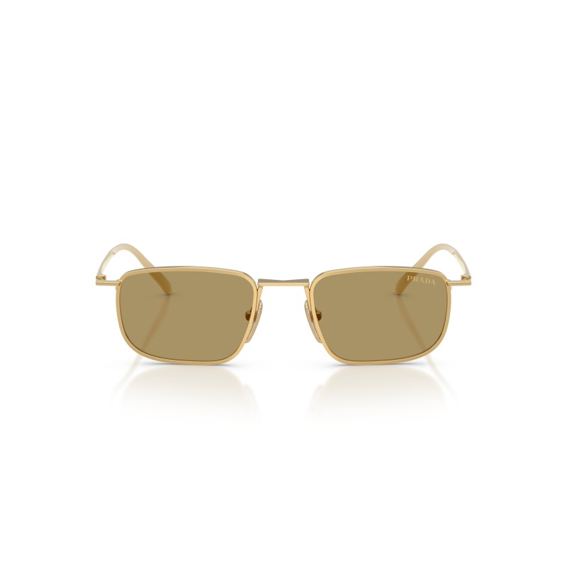 Prada PR D52S 5AK70G - Lunettes de soleil rectangulaires en métal doré avec verres verts olive