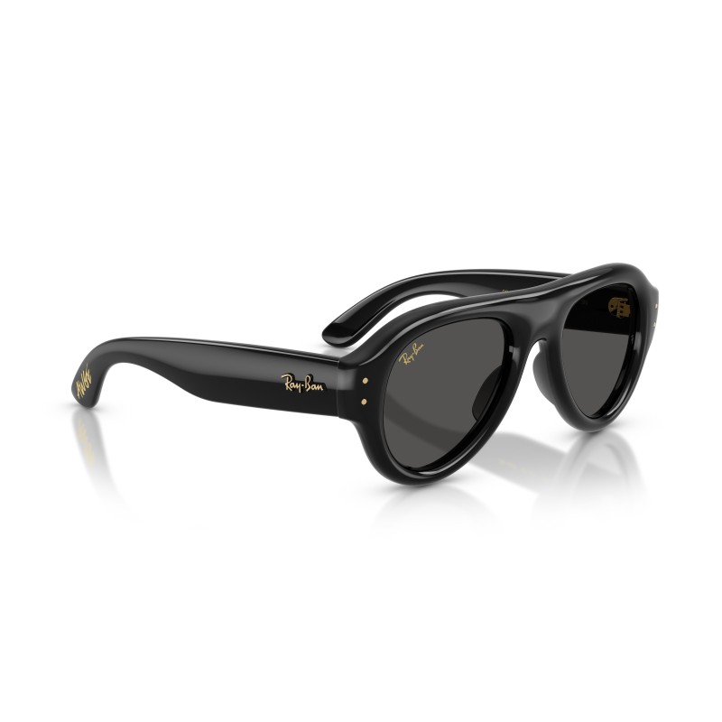 Ray-Ban Aviator Puffer Sunglasses in Polished Black with Ultra Black Lenses
