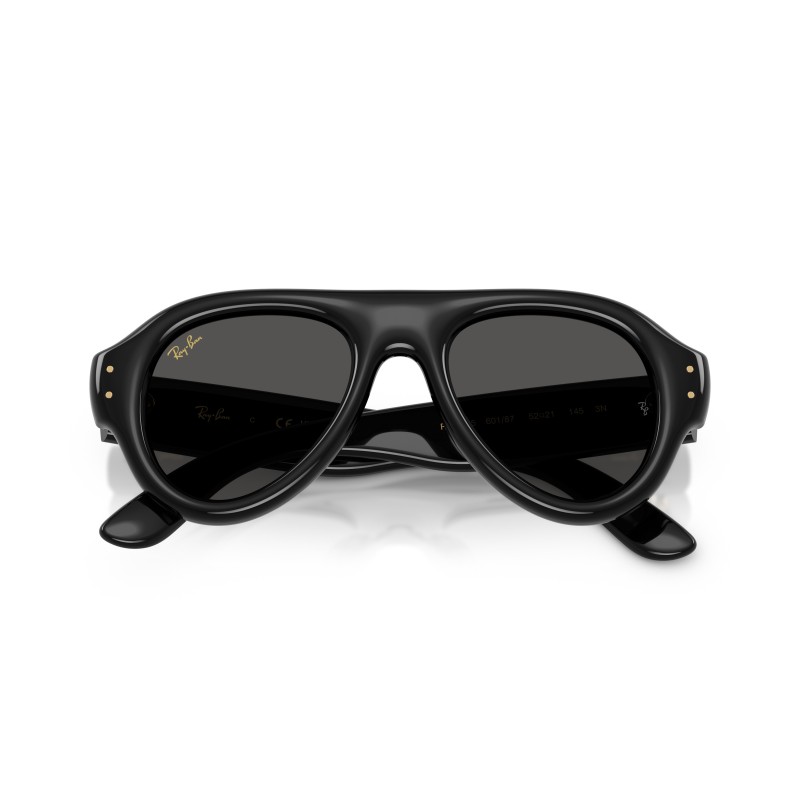 Ray-Ban Aviator Puffer Sunglasses in Polished Black with Ultra Black Lenses