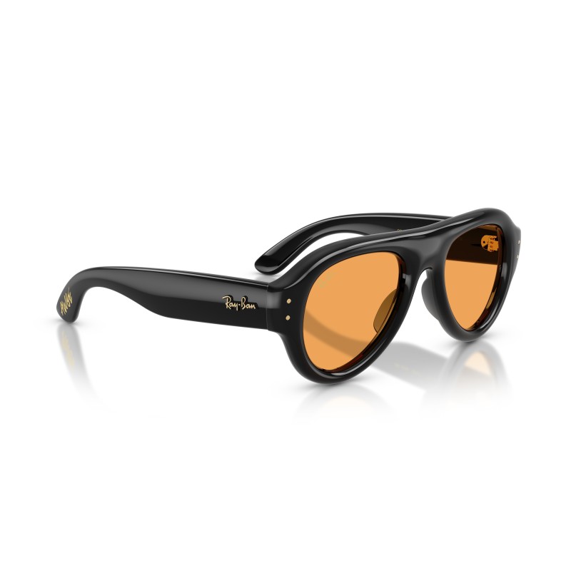 Ray-Ban RB4925 601/7: Occhiali da sole Aviator con montatura nera lucida e lenti arancioni