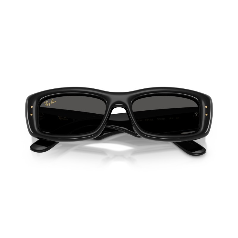 Ray-Ban RB4944 601/87: Stijlvolle Zonnebril in Glanzend Zwart met Ultra Zwarte Lenzen