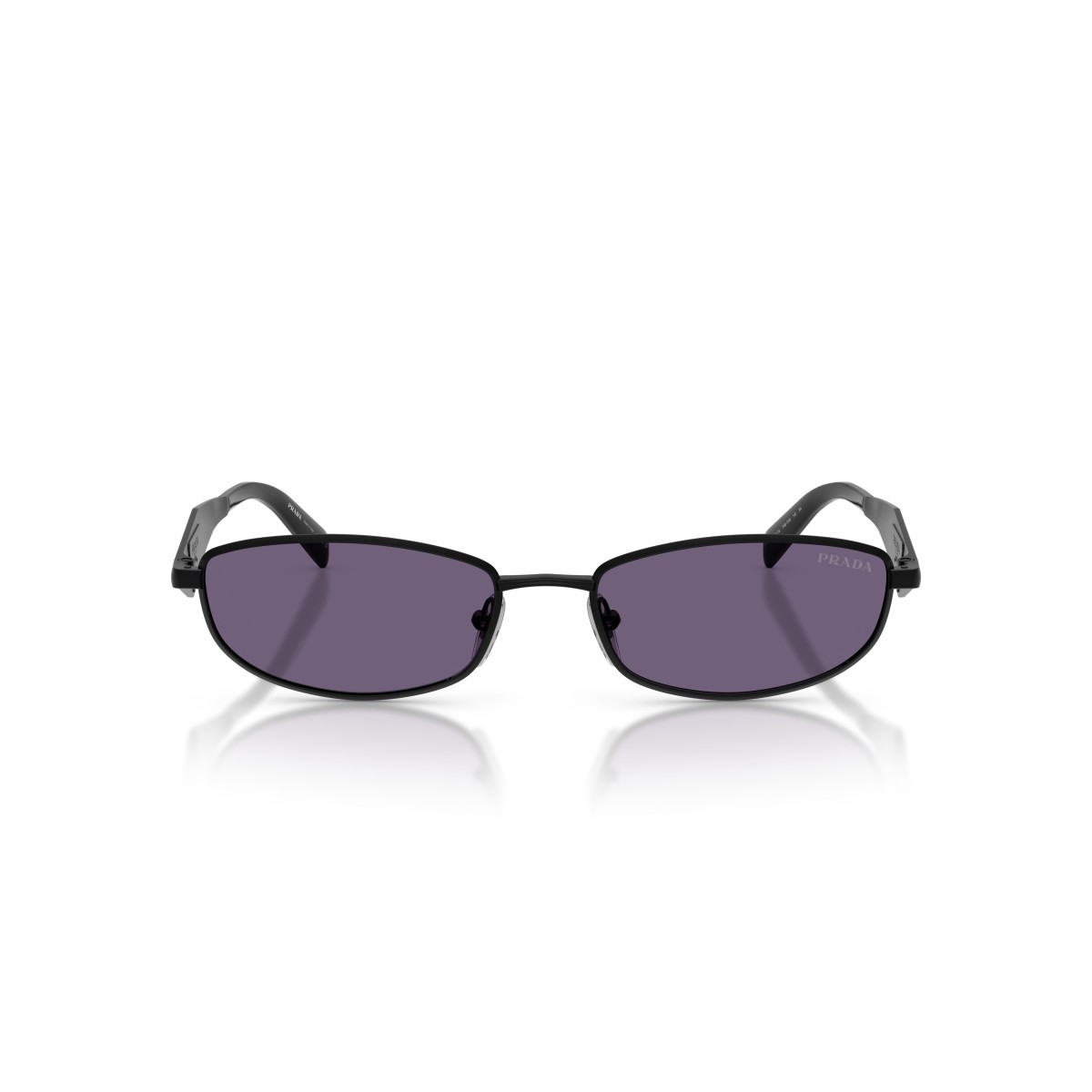 Prada PR D51S 7AB70W - Lunettes de soleil ovales en métal noir pour femme