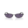 Prada PR D51S 7AB70W - Lunettes de soleil ovales en métal noir pour femme