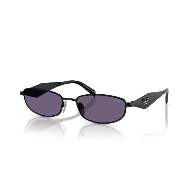 Prada PR D51S 7AB70W Satin Black Oval Sunglasses