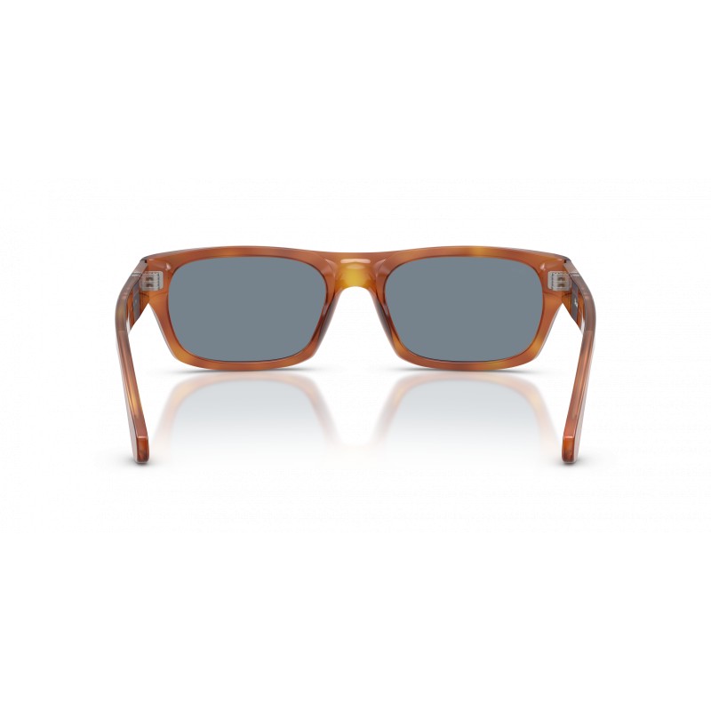 Occhiali da sole Persol PO3398S 96/56 per uomo, montatura marrone, lenti azzurre, misura 58