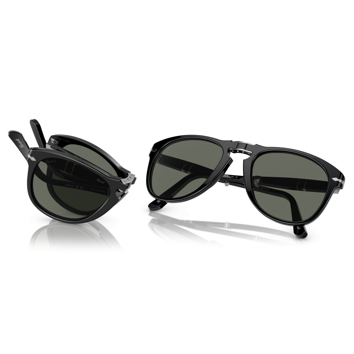 Persol PO0714 Lunettes de Soleil Pliantes Noir - Verres Polarisés